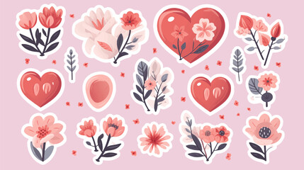 Love sticker pack. Cartoon romantic sticker pack. Valentines day cartoon sticker pack. - obrazy, fototapety, plakaty