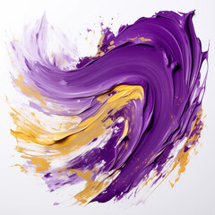 Deep Purple and Gold color paint stroke on a white background , Generative AI	
