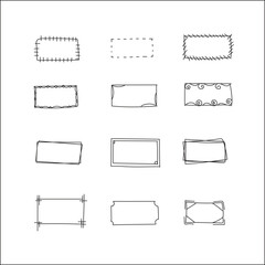 Hand drawn line photo frame borders set. Frame border rectangle