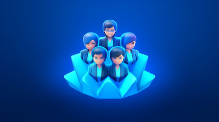 Diverse Corporate Team in 3D Icon Represents Success and Unity in Professional Business Management and Collaboration