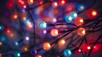 Obraz na płótnie Canvas Twinkling Tangle: Festive Christmas Lights Pattern
