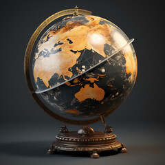 Antique globe with animated weather patterns.