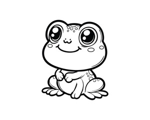 Cute Cartoon of frog coloring book. outline line art. Printable Design. isolated white background