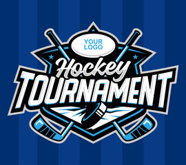 Hockey tournament logo image, Hockey championship logo event vector