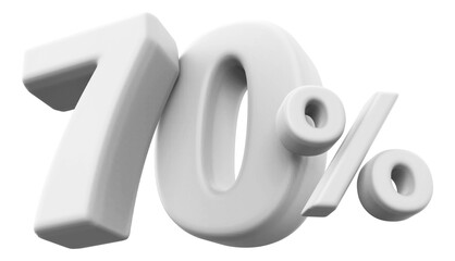 70 percentage discount number white 3d render