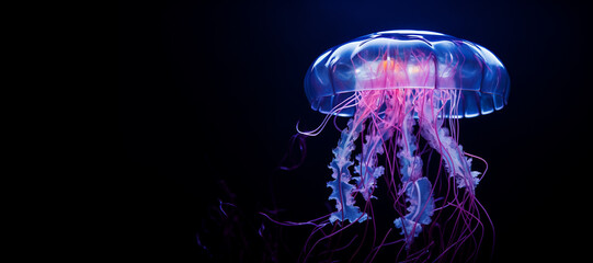 blue jellyfish on a dark background