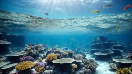 Underwater coral reefs. Let us save coral reefs in marine