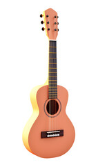 Naklejka premium cute 3d, Acoustic guitar, wood, pink pastel color, PNG file, isolated background