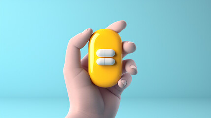 Skilled Doctor Offering Medicine: 3D Hand Holding Drug Icon for Healthcare and Medical Concepts