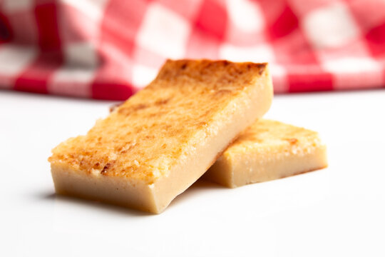 Quesada pasiega typical sweet dessert from Cantabria isolated on balcony background