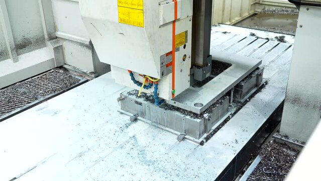Industrial machine in a cnc logistic factory controlled by cnc machine panel
