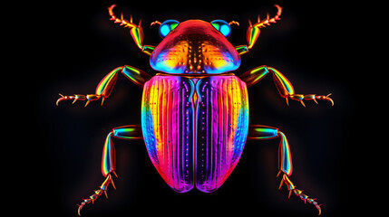Beetle insect in abstract graphic highlighters - obrazy, fototapety, plakaty