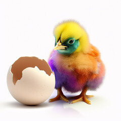 Rainbow baby chick hatched from an egg. Concept of LGBTQ+