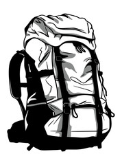 Black backpack open isolated on white background
