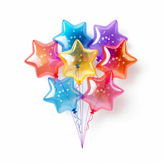 Obraz premium Bunch of colorful star shaped balloons on isolated white background - ai generative