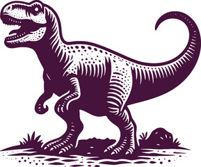 Dinosaur portrayed in a distinctive style in a vector stencil illustration