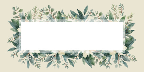 Botanical banner design. Greenery invitation card design, sales banner, advertising 