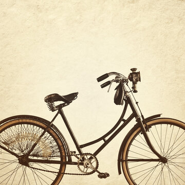 Retro styled image of an early twentieth century Dutch women's bicycle with lantern