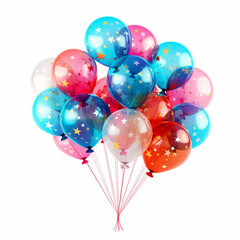 Bunch of colorful balloons on isolated white background - ai generative