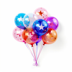 Bunch of colorful balloons on isolated white background - ai generative
