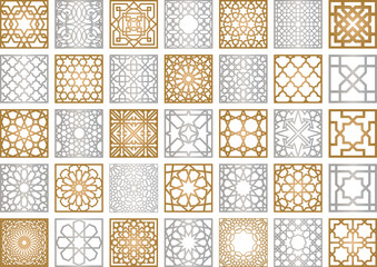 Arabic ornament vector panels. Arabian oriental pattern. Digital clipart. Middle east decorations
