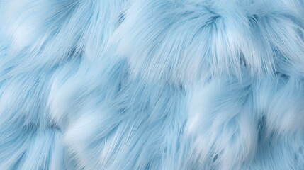 Light Blue fur texture top view. Turquoise fluffy fabric winter coat background. Abstract wallpaper textile surface