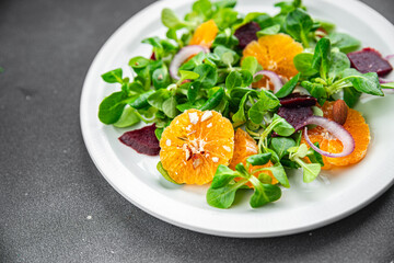 tangerine salad citrus, beets, green leaf lettuce, onion fresh delicious healthy eating meal food snack on the table copy space food