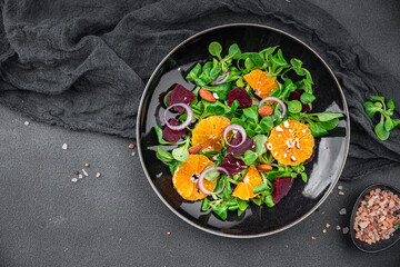 tangerine salad citrus, beets, green leaf lettuce, onion fresh delicious healthy eating meal food snack on the table copy space food