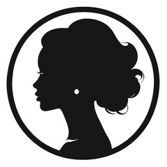 Vector Black Silhouette of a Woman’s Head: Isolated Illustration On transparent background PNG file