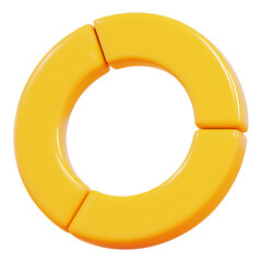 3d round yellow graph icon of business and market analysis concept. Stock vector illustration on isolated background.