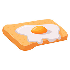 Fried egg. Fresh toasted bread.Delicious egg sandwich. Yummy breakfast. Sandwich with fried egg. Fast food. French toast.Breakfast toast. Isolated on white background.Vector flat illustration.