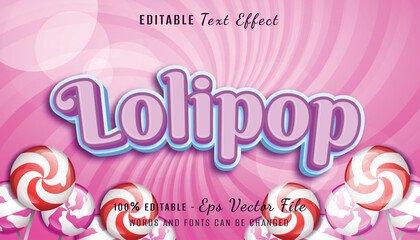 lolipop 3d text effect design with lolipop background