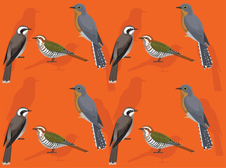 Fototapeta premium Bird Australian Cuckoo Cartoon Cute Seamless Wallpaper Background