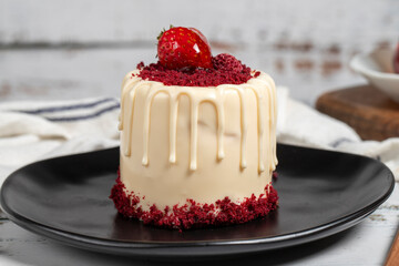 Fruitcake. Raspberry and strawberry cake on a white background