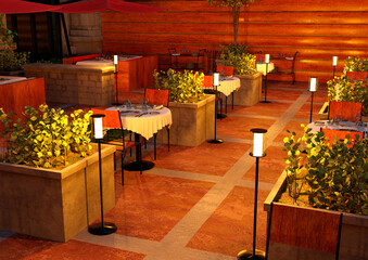 3D Rendering Restaurant Terrace