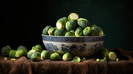 Bowls of organic Brussels Sprouts