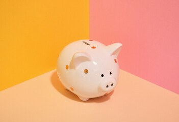 Money deposit concept. Piggy bank and accumulation.