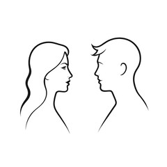 Detailed Art of a Man and Woman in Conversation On transparent background PNG file