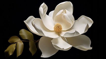 Fototapeta na wymiar A single, simplified bloom of a magnolia, focusing on the shape of its petals.