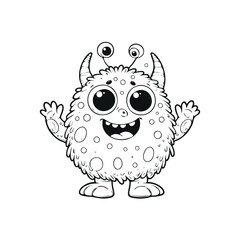 Cute Cartoon of monster coloring book. outline line art. Printable Design. isolated white background