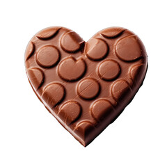 heart shaped piece of chocolate isolate on transparent background, png file