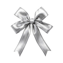 Silver ribbon for Christmas gift isolate on transparent background, png file