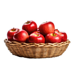 red Apples in a basket isolate on transparent background, png file