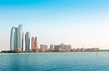 Fototapeta premium Emirates Palace and skyscrapers of Abu Dhabi