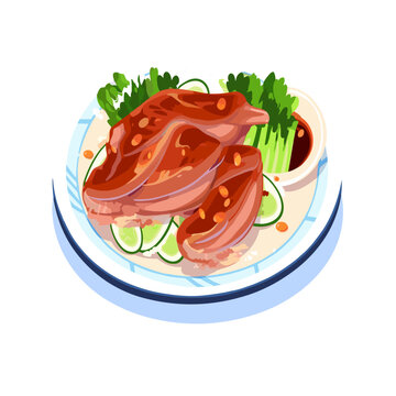 peking duck slice meat illustration