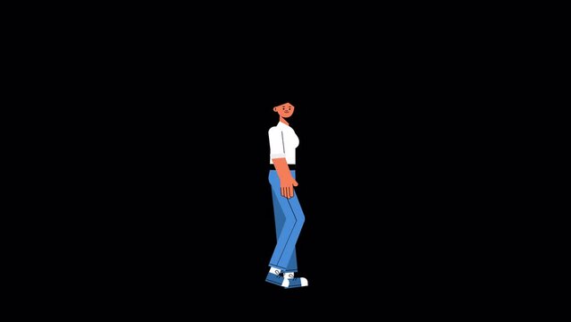 cartoon walk cycle with transparent background