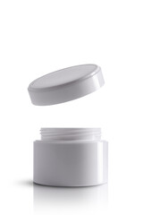 White cream open bottle mockup with levitation lid