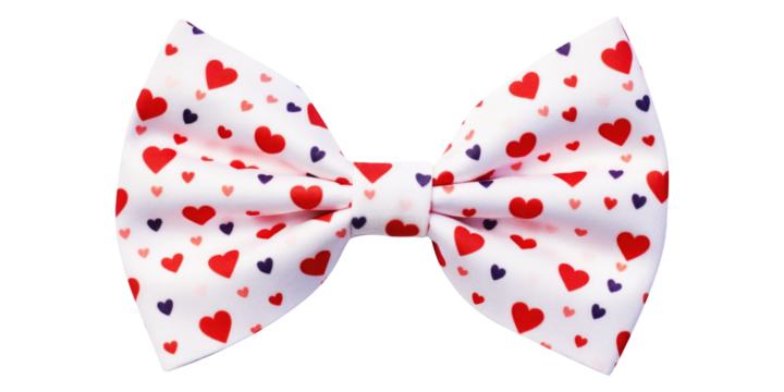 A bow tie with heart pattern isolated on transparent background.