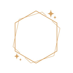 Simple modern aesthetic line elements Modern geometric linear frame with sparkling stars.