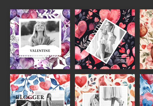 Valentines Social Media Layouts With Symbolic Patterns and Generative ai